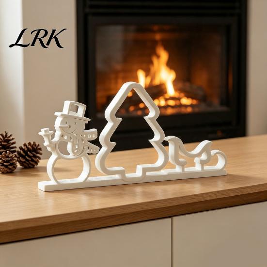 Unique Christmas Gift Ideas 3D Printed Tabletop Ornament, Snowman Tree Sleigh Figurine, Decor Minimalist Nordic Style Holiday for DIY Painting