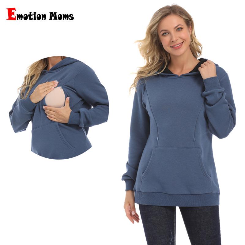

Maternity Winter Fashion: Trendy Fleece-Lined Breastfeeding Sweatshirt for Moms, Age-Reducing Solid Color Outerwear Triple Extra Large