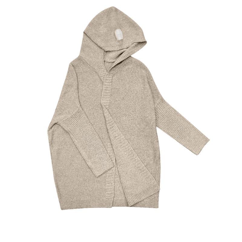 Solider offener Kapuzen-Cardigan, lässiger Fledermausärmel-Pullovermantel, Damenbekleidung