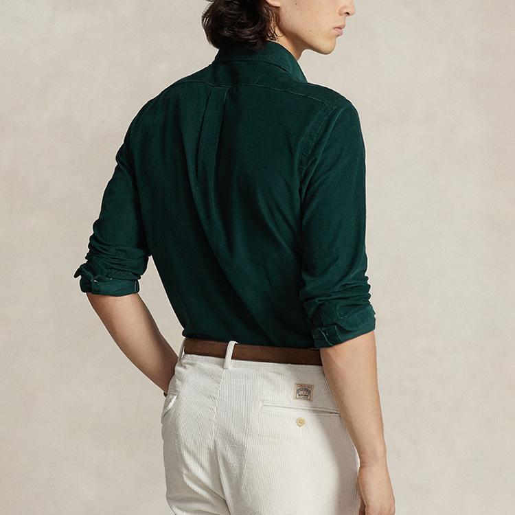 Polo Ralph Lauren Solid Color Point Collar Long Sleeve Shirt Men Shirts Green MNPOWOV16823237-300