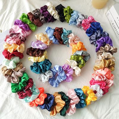 New Women Solid Color Silk Scrunchie Elastic Hair Band Ponytail Holder Headband Hairband Fahion Hair Accessories Ornaments