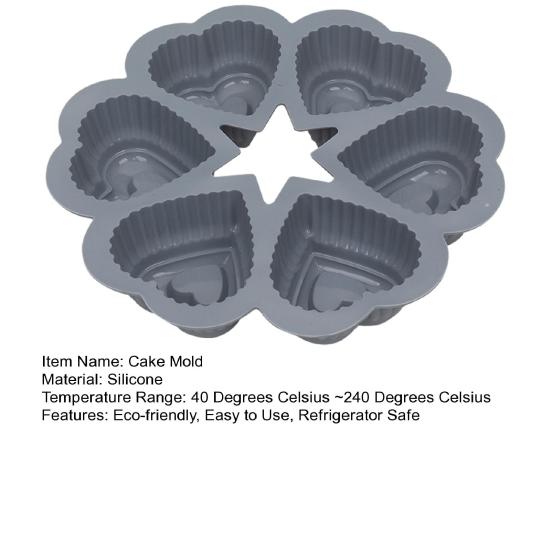 Silicone Cake Mold 3 Pcs Set Heart Shaped Cake Pan Non-Stick Easy to Clean Oven Microwave Freezer Dishwasher Safe