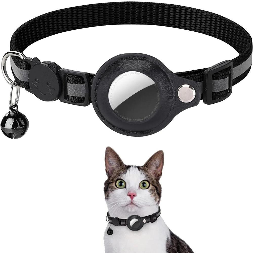 Cat AirTag Holder Halsbånd Breakaway Refleksstrimler Justerbar kattungehalsbånd Vanntett Cat Bell Collar Pet Air Tag Case