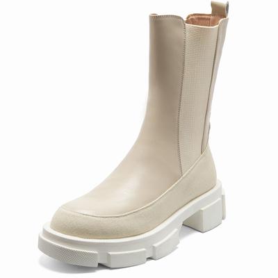 Women Ankle Boots Leather Cowhide Stitching Twill Chelsea Boots Cyberstar Fashion Skinny Boots 2 Colors