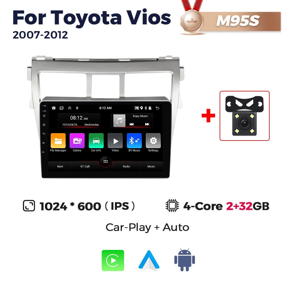 Navifly Wireless Carplay Android Auto Radio auto player video pentru Toyota Vios Yaris 2007 2008-2012 WIFI GPS Stereo 2Din Unitate principală