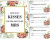 Inkdotpot 1 Sign + 30 Cards How Many Kisses for The Soon To Be Mrs White Floral Bridal Shower Game
