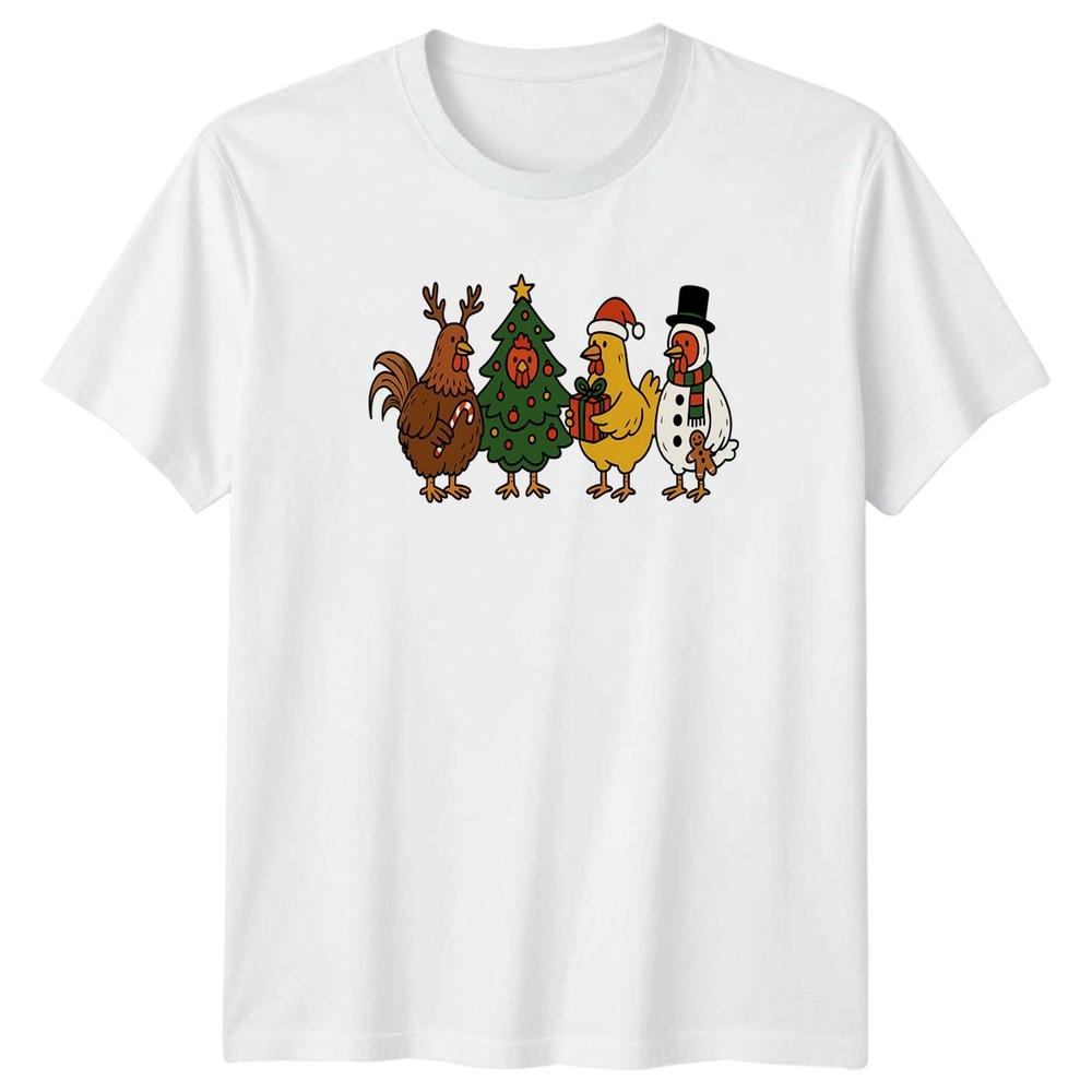 Christmas Chickens Holidays Unisex TShirt Unisexs Unisexs Graphic Tee Festive Fun S