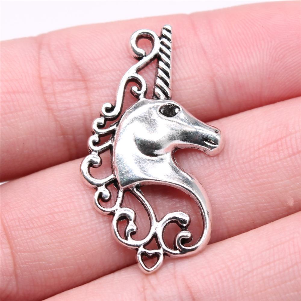 10 Stück Anhänger Pferd Einhorn Tibetische Bronze Silberfarbe Anhänger Antiker Schmuckherstellung DIY Handgemachtes Handwerk