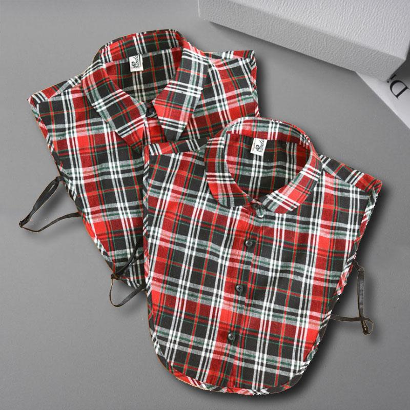 Leopard Print Shirt Fake Collar For Women Detachable Collar False Lapel Collar Shirt Removable Plaid Half Shirt  Faux Col