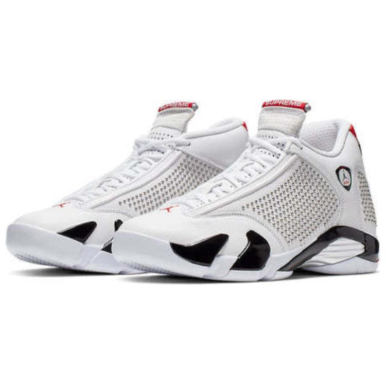 Supreme x Air Jordan 14 Retro Bianco Sneakers da Uomo Rosso Università Nero BV7630-106