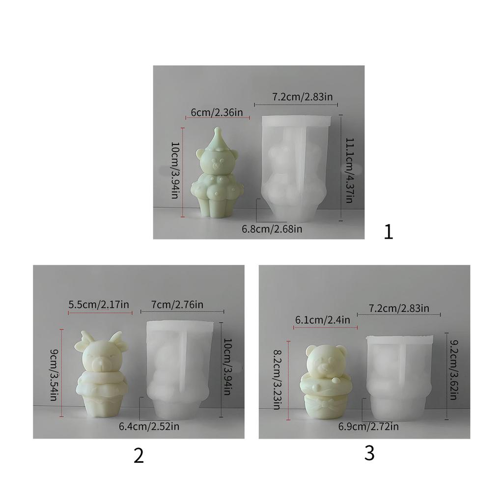 Cute Bear Silicone Mold for Soaps Candle Making for Birthdays Anniversaries Cartoon Bear Scented Candles Mold Christmas