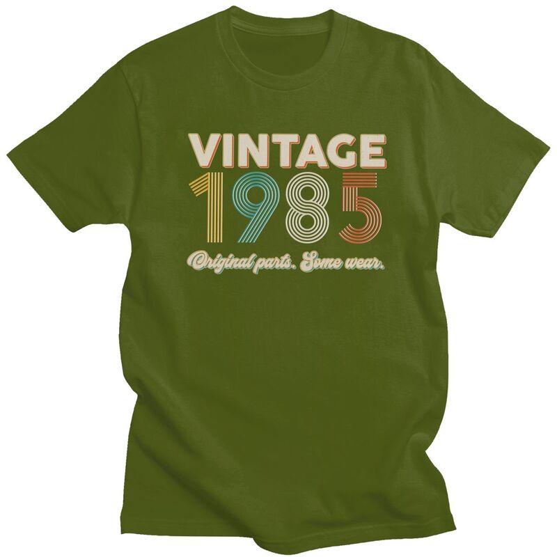 Custom Vintage Original Parts Some Wear 1985 40th Birthday T Shirt Men Short Sleeve 100 Cotton Tshirt Casual Tee Tops