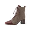 Fashion 2025 Microfiber Women Boots HOT SALES Autumn Shoes for Women Winter Handmade Boots Square Toe Chunky Heel Shoes Zapatos Mujer