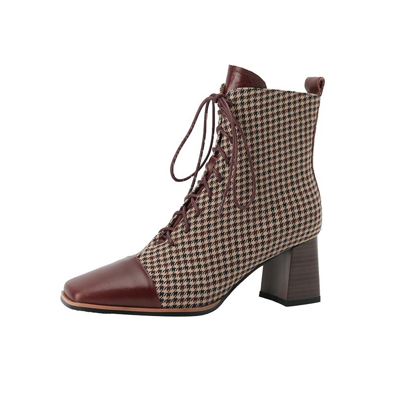 Fashion 2025 Microfiber Women Boots HOT SALES Autumn Shoes for Women Winter Handmade Boots Square Toe Chunky Heel Shoes Zapatos Mujer
