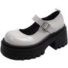 Black Retro French with Skirt Platform Small Leather Shoes Women's 2025 New Summer Round Head Mary Jane Shallow Mouth Single Shoes
