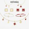 HEFANG Cute Five Blessings Necklace: Smiling Face Enamel Pendant for Women, High-End Luxury Clavicle Chain Fashion Accessory