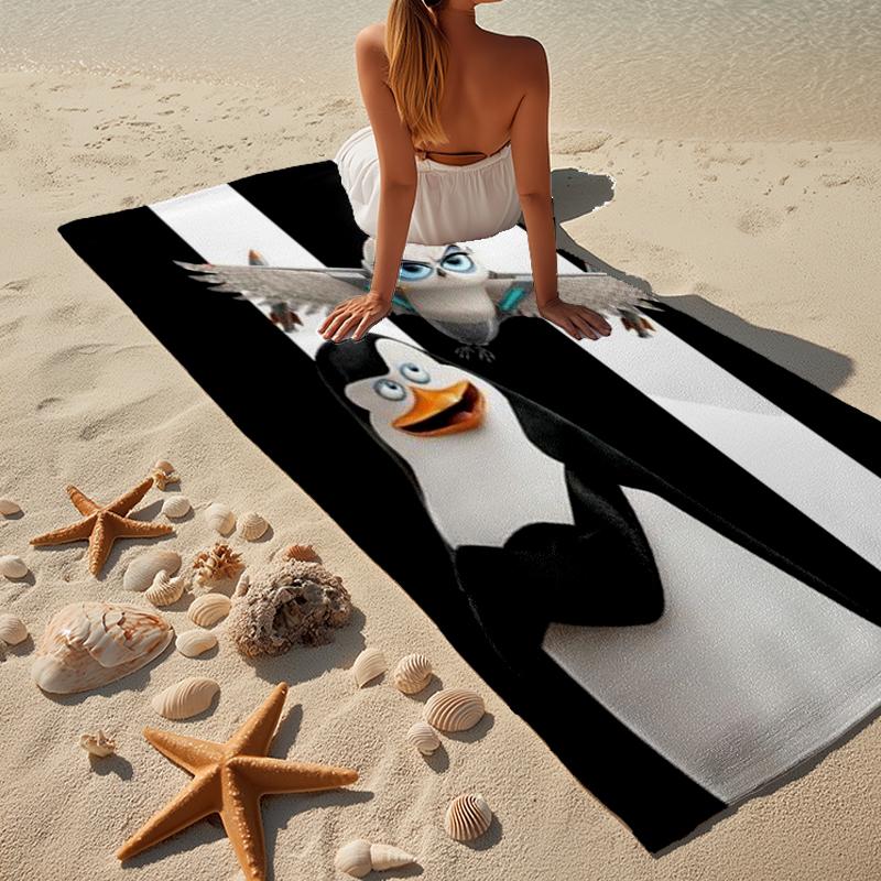 Penguins dventure Beach Towel, Super Soft Microfiber, Gift for Her/Him, Birthday, for Pool, Beach, Travel, Home Decor Fan gifts