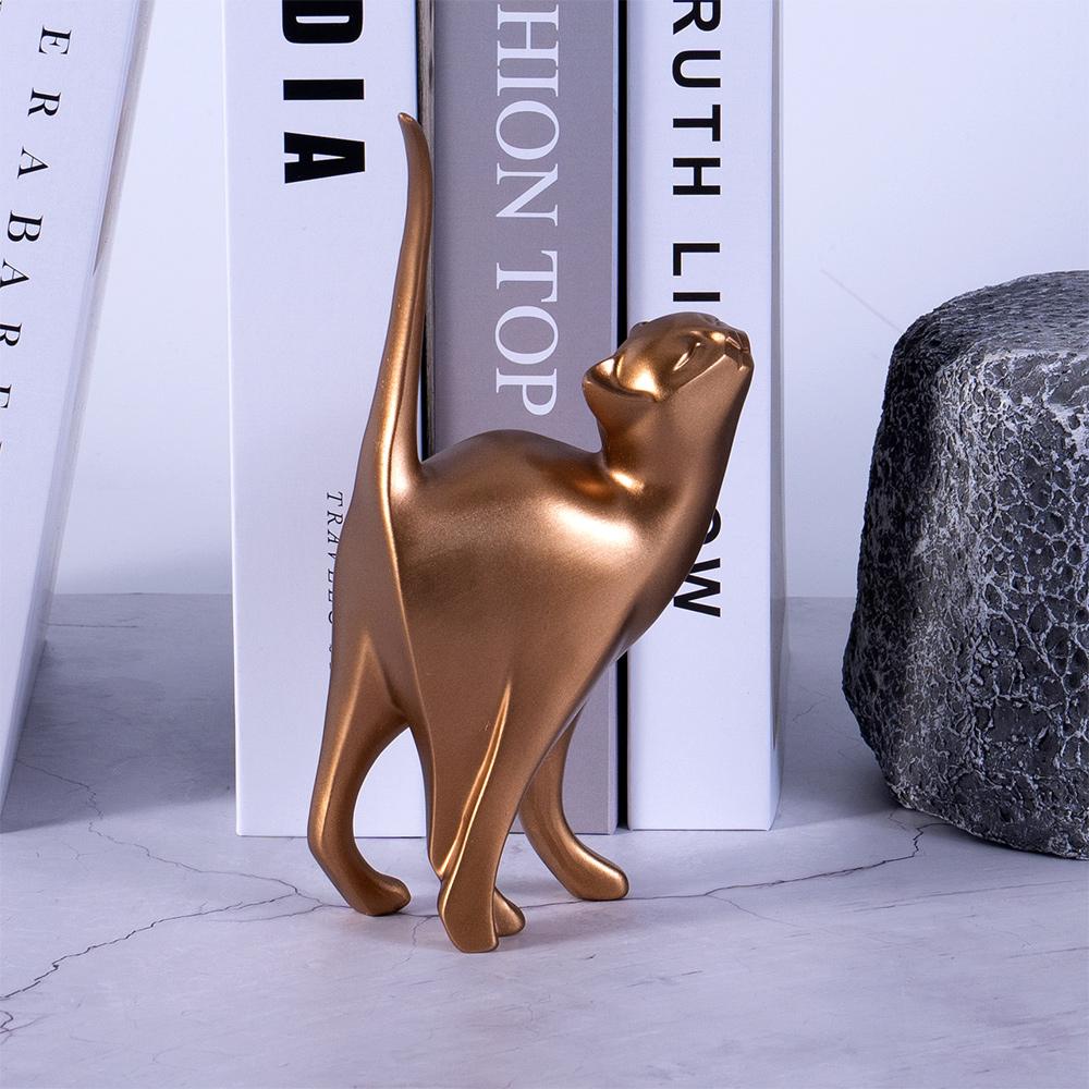 Golden Couples Cat Figurine Table Décor Animal Statues European Creative Resin Art Sculpture Wedding Gift Decoratvie Home Décor
