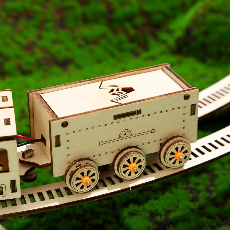 Cross-border Electric Train Track 3D Stereo Puzzle Wooden Toys Puzzle Assembly DIY Creative Toys
