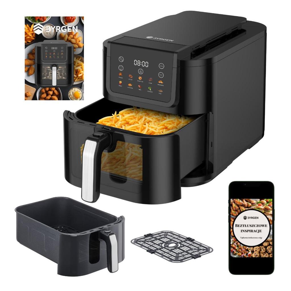 BYRGEN Air Fryer 8L Large Drawer Window Fryer