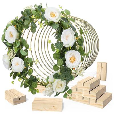 1 Set Floral Hoop Centerpiece with Stand Table Metal Garland Hoop for DIY Crafts Weddings Decorations