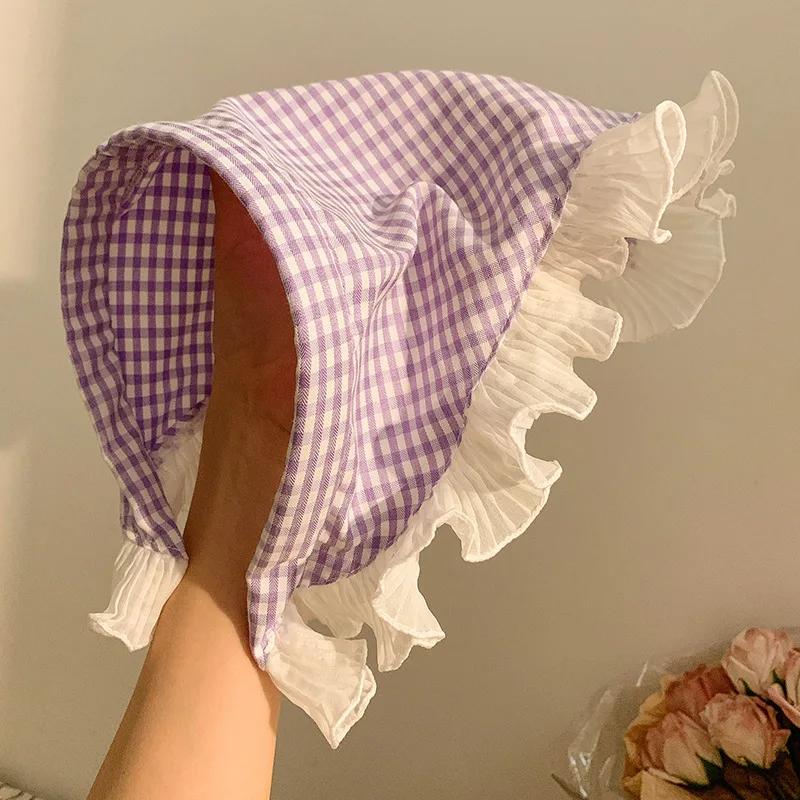 Hair Accessories Retro Flower Lace Triangle Scarf Hair Band White Fashion Bandana Turban Headband For Women Headwarp