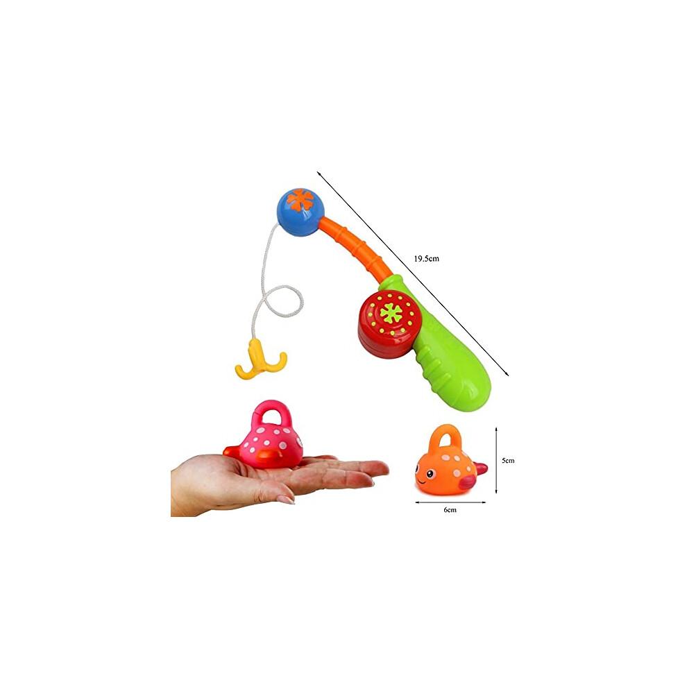 Baby Bath Toys Fishing Game for 2 3 4 Year Olds Toddler Kids Paddling Pool Toys with 2 Toy Fishing Rod 6 Fishing Toys,Baby Shower Bath Toys Water Play
