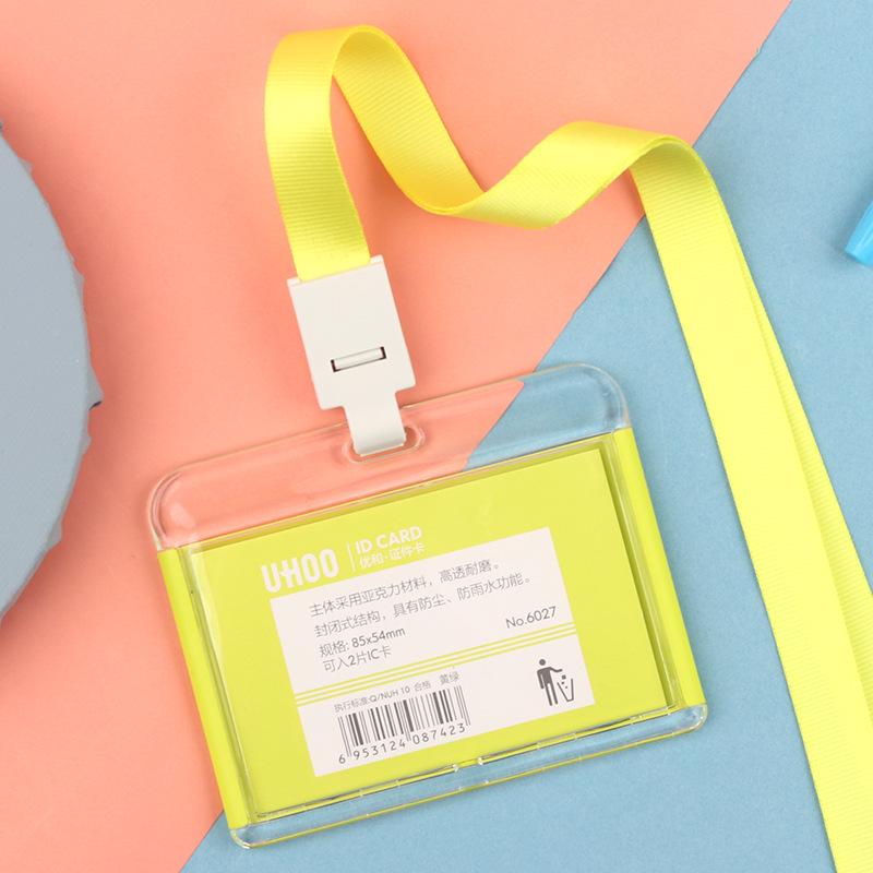 Transparent Acrylic ID Card Holder with Lanyard for Employees and Students