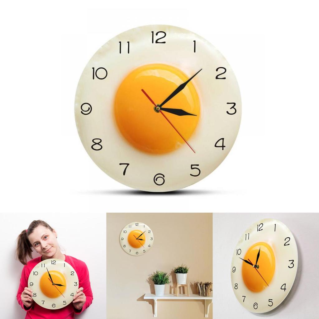 Digitale geräuschlose Quarz-Wanduhr Spiegelei mit Acrylrahmen für Küchendekor