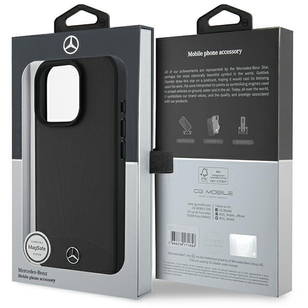 Mercedes Mehmp16X23Rbark Iphone 16 Pro Max 6.9 Czarny/Black Hardcase Teksturowana I Gładka Skóra Magsafe