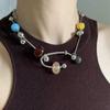 Punk Aesthetic Bead Chain Necklace Colorful Clavicle Chain Fashion Collarbone Necklace  Women