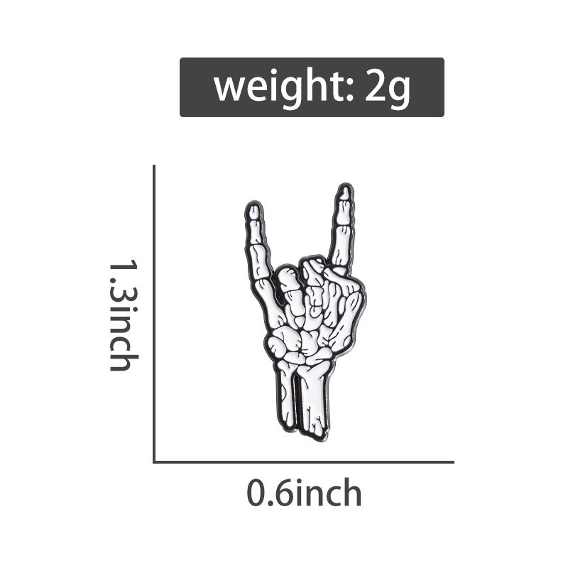 Punk Rock Skeleton Hand Brooch Enamel Pins Creative Love You Gesture Metal Brooch Backpack Lapel Badge Halloween Jewelry Gifts белый