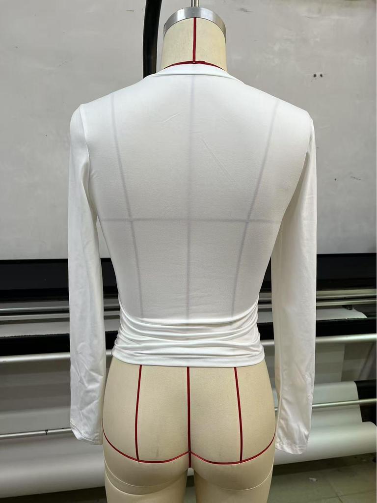 2025 European Autumn/Winter Slim Fit Long Sleeve Women’s Open Shirt