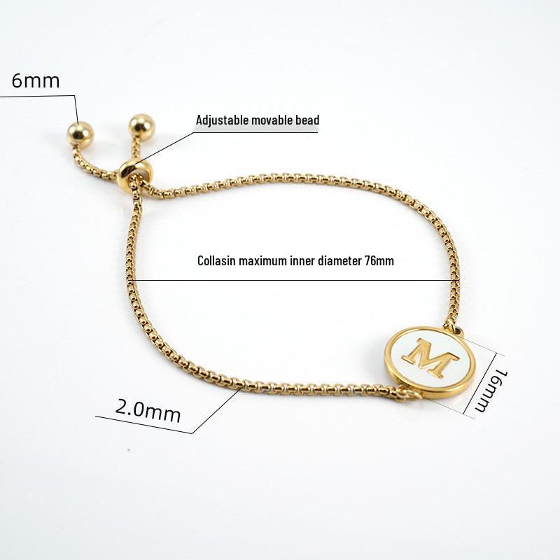 European-American Titanium Steel 26-Letter Bracelet, Unique 18K Stainless Steel Alphabet Bangle for Women