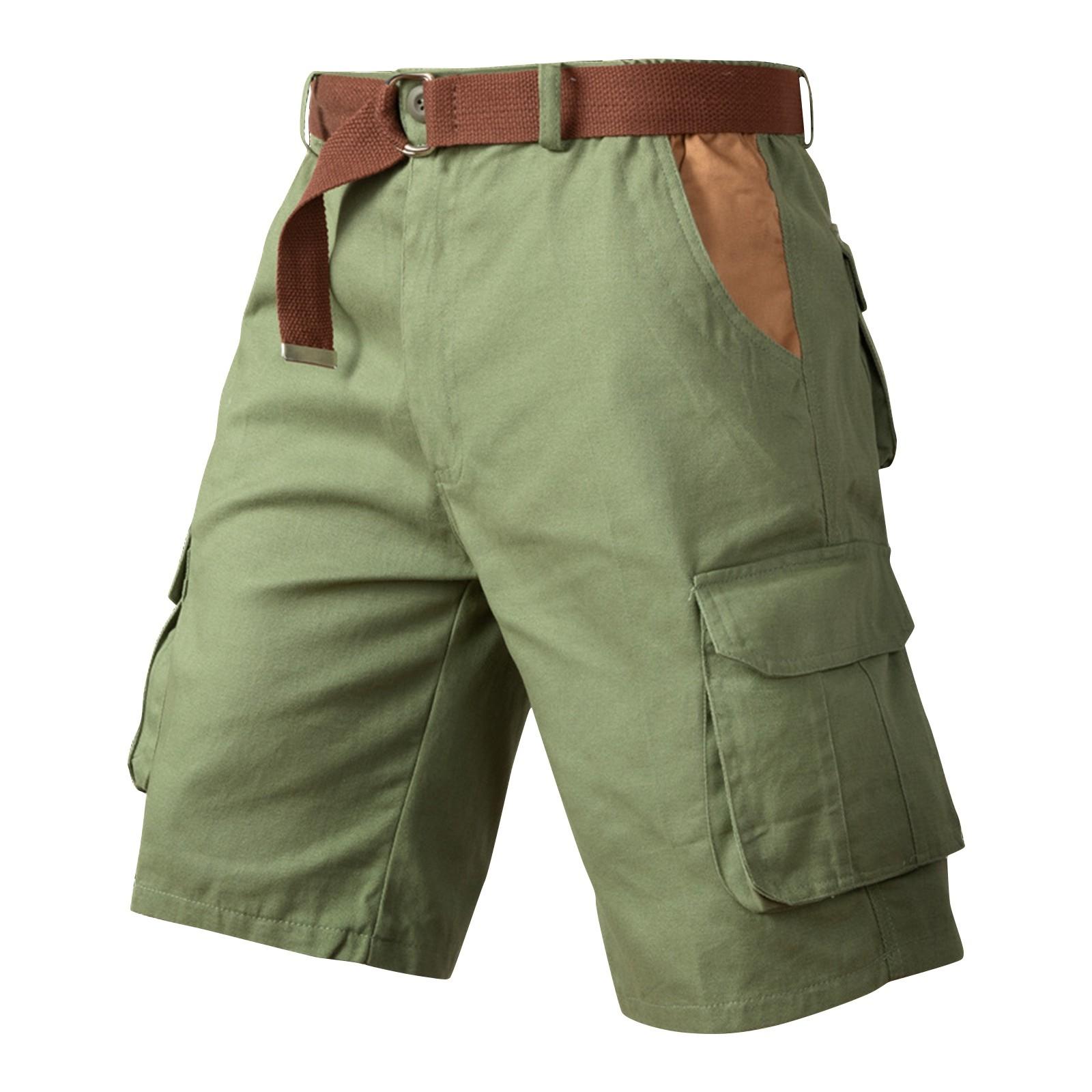 

Мужские летние рабочие шорты, свободные повседневные брюки с пятью точками, мужские летние однотонные повседневные шорты-карго XXXL армия зеленый