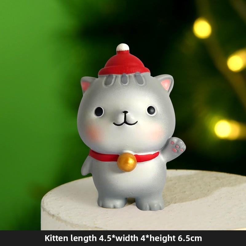 Christmas Small Animal Cute Handmade Ornaments, Santa Claus Snowman, Fox Desktop Resin Ornaments, Handicrafts