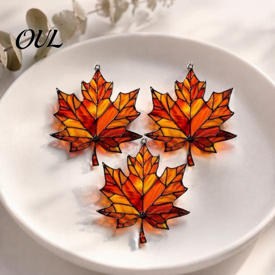 Herbst-Themen-Ornamente Acryl-Ahornblatt-Sonnfänger für Herbst-Heimdekoration, Buntglas-Fensterdekorationen Stil Hängendes Ornament Thanksgiving