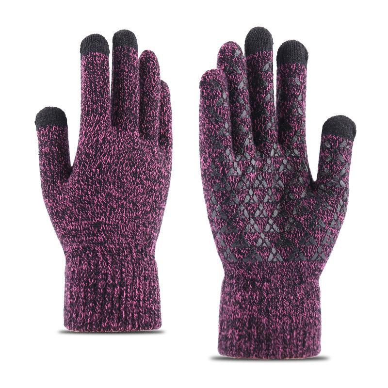 "Warm Knitted Touchscreen Gloves for Couples: Thick Non-Slip Wool, Men’s & Women’s Winter Design."