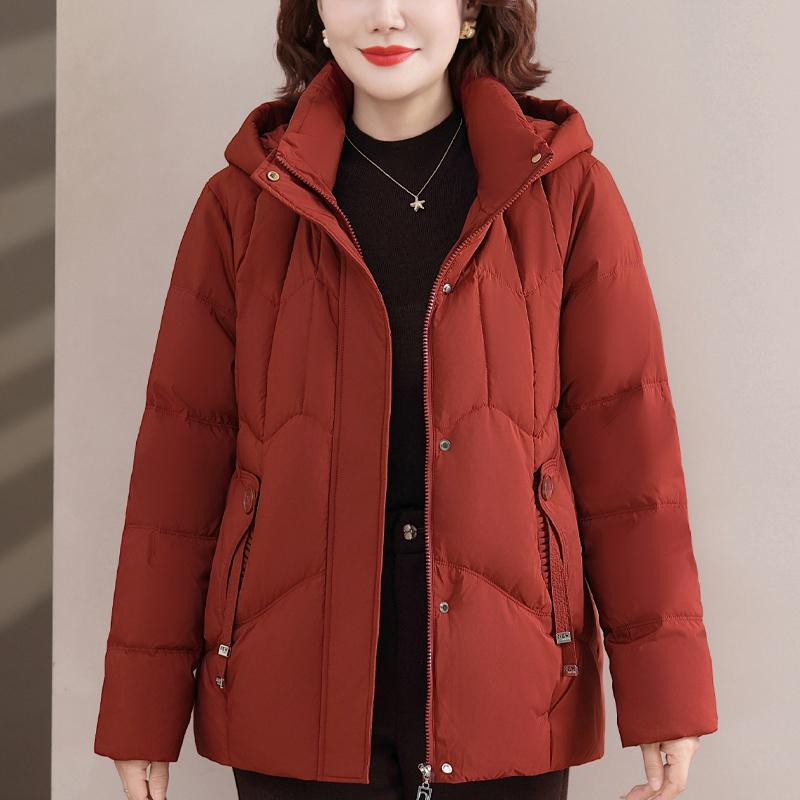 Middle Age Women's Puffer Jackets Winter Short Parkas Hooded Plus Size Thick Down Coats Woman Outerwears