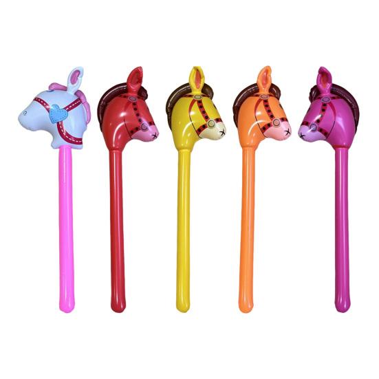 2Pcs Inflatable Stick Horse 39" PVC Kids Inflatable Horse Toy Easy Inflate Deflate Party Decoration for Horse Cowboy Carnival Christmas Birthday