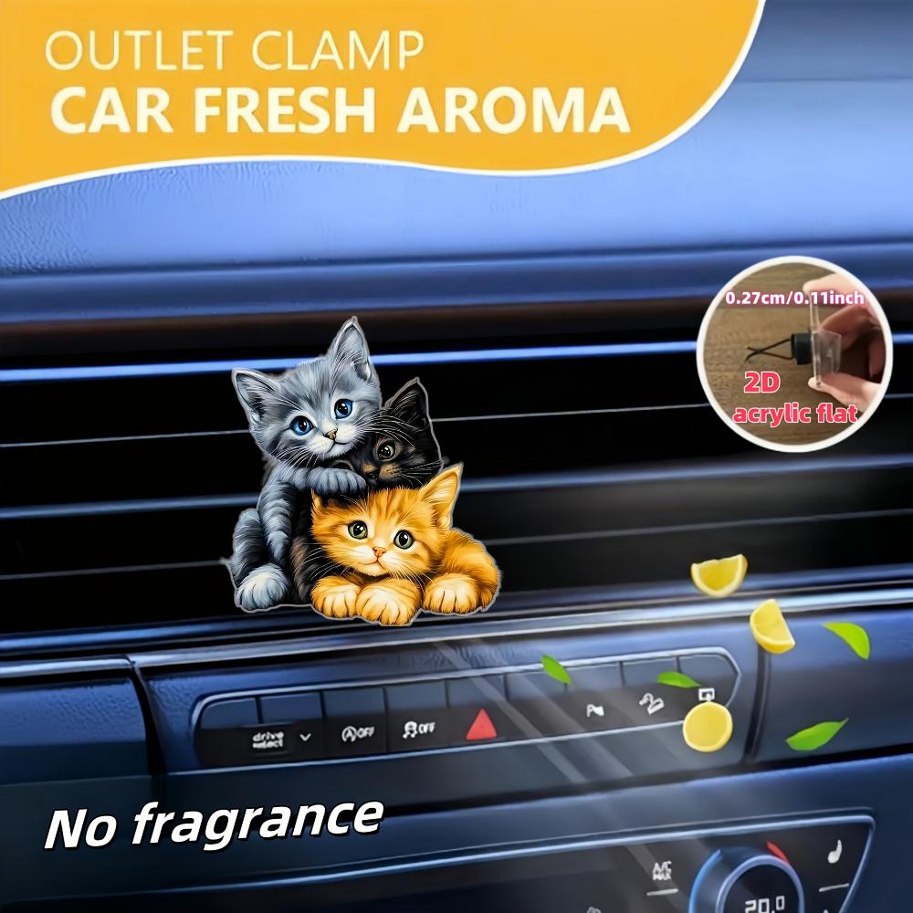 2D flat three kittens car vent clip decorative diffuser (fragrance not included),car interior decoration, aromatherapy clip,ideal for holiday gifts