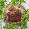 Vintage Metal Tin Sign 8x8 Inch Round, 2D Flat Aluminum Wall Art For Kitchen Bar Cafe, Retro Christmas Gingerbread Man Home Decor