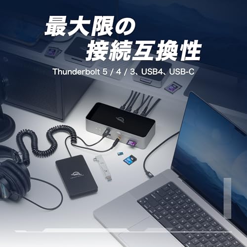 OWC Thunderbolt 5 Dock, an 11-port docking station with three Thunderbolt 5 ports, three USB 3.2 Type-A ports, 2.5GbE, a Micro-SD card reader, and aud