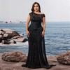 European and American Plus Size Cocktail Party Evening Dress, Mother's Dress, Plus Size Sequin Party Dress 4XL