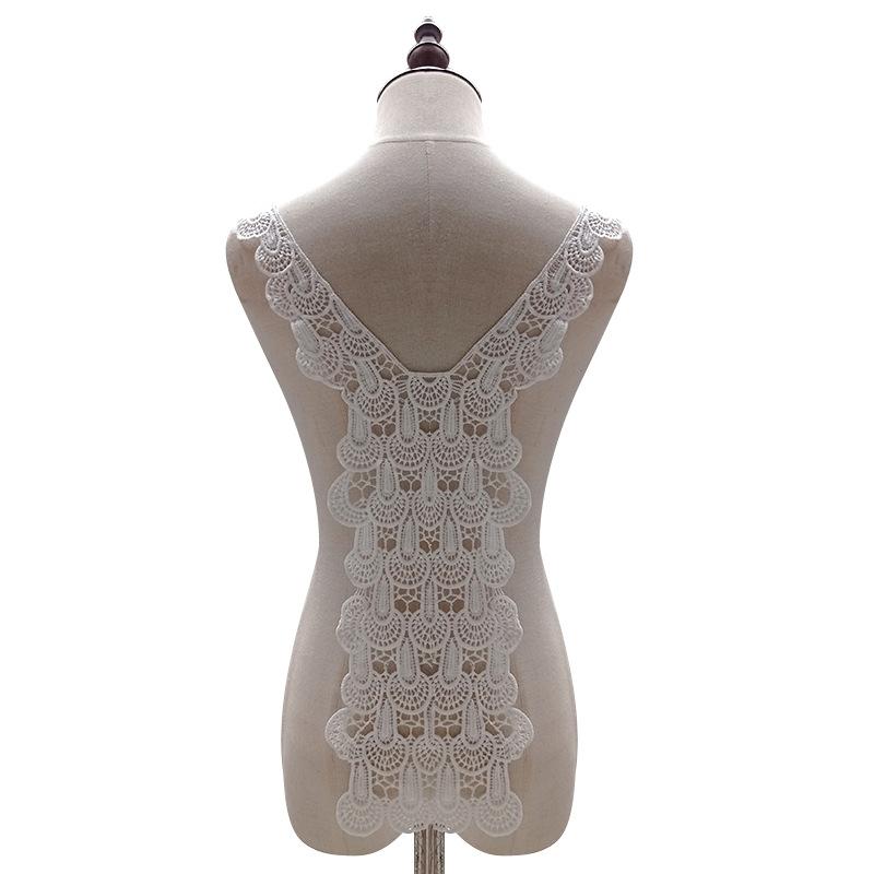 

Milk silk embroidered back collar three-dimensional hollow embroidered false collar DIY lace accessories deep V chest collar білий