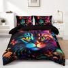 Kitten And Mushroom Duvet Cover Set Soft Breathable Hd Printing Bedding Set For Home Dorm Decor