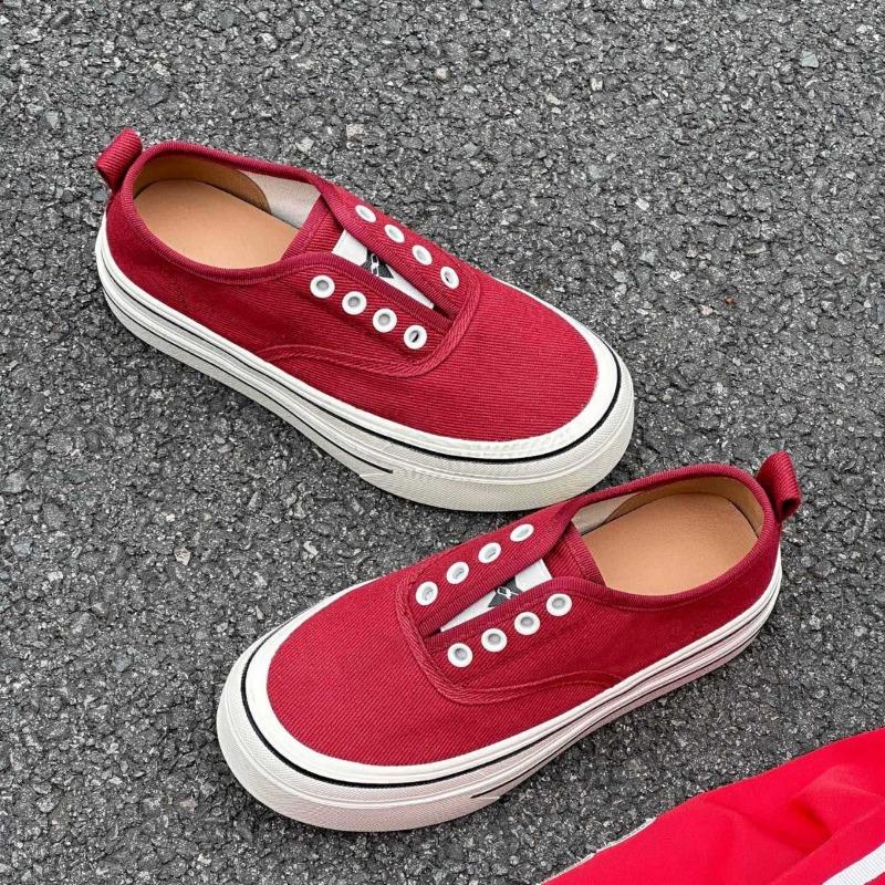 Leather one-pedal white shoes heightened platform casual canvas shoes women's spring and autumn new round head sports shoes