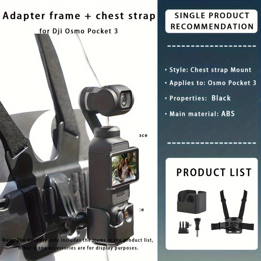 For DJI Osmo Pocket 3 Accessories Kit -  Chest Mount Harness, Backpack Clip Holder with 1/4" Thread Adapter