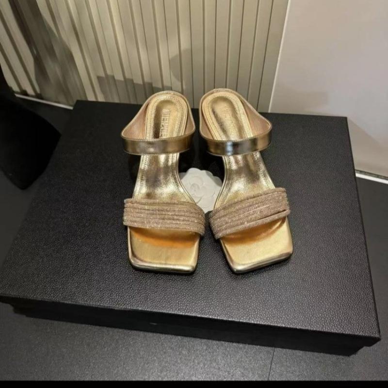 

Мода Новые Туфли на танкетке Женские тапочки Роскошные шлепанцы Платформа Женские каблуки Низкие Дизайнерские Мягкие Серебристые Высокие Римские Модные Лаконичные Тканевые 40 шампанского