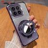 Glitter Shockproof Silicone Case For Xiaomi Mi 15 14 14T 13 12 Pro 12X 12S Mirror Magnetic Holder Stand Soft Cover